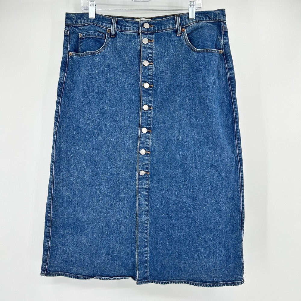 Universal Thread Button Front Denim Skirt Womens 16 Country Cowgirl Cottage
